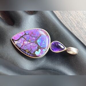 Pendant - sterling - purple turquoise - amethyst - NWOT